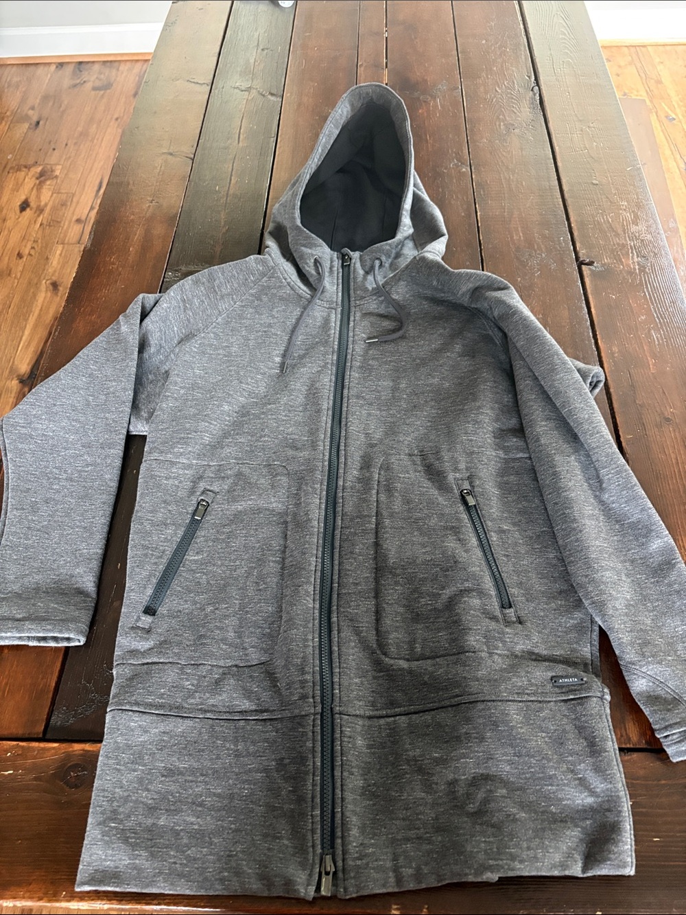 Athleta womens Heather Gray Hooded Full-Zip Jacket